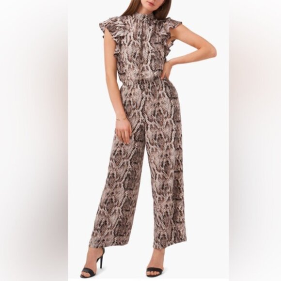1. State Snakeprint Cropped Wide Leg Jumpsuit Medium - Picture 1 of 5